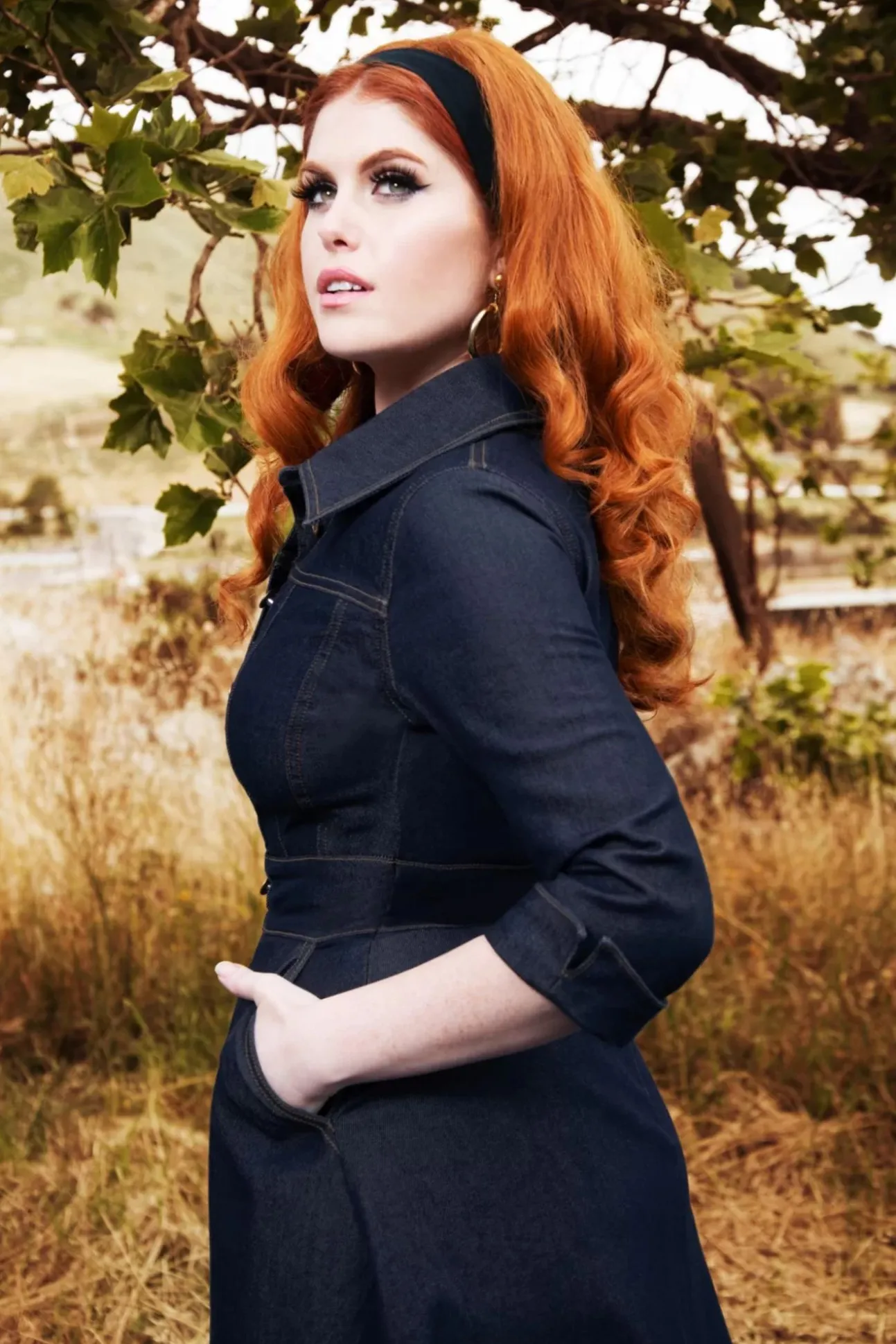 lauren_swing_jurk_in_donk_2.webp Lauren Swing Jurk In Donkerdenim-Rock-a-Booty Online