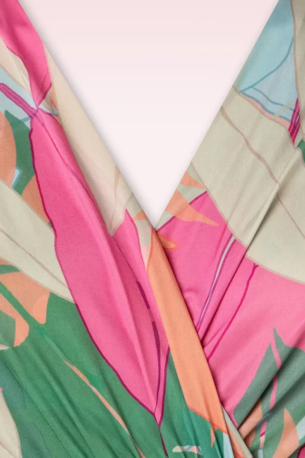 Laurie Maxi Jurk In Multi Pastle Leaves-Vintage Chic for Topvintage Hot