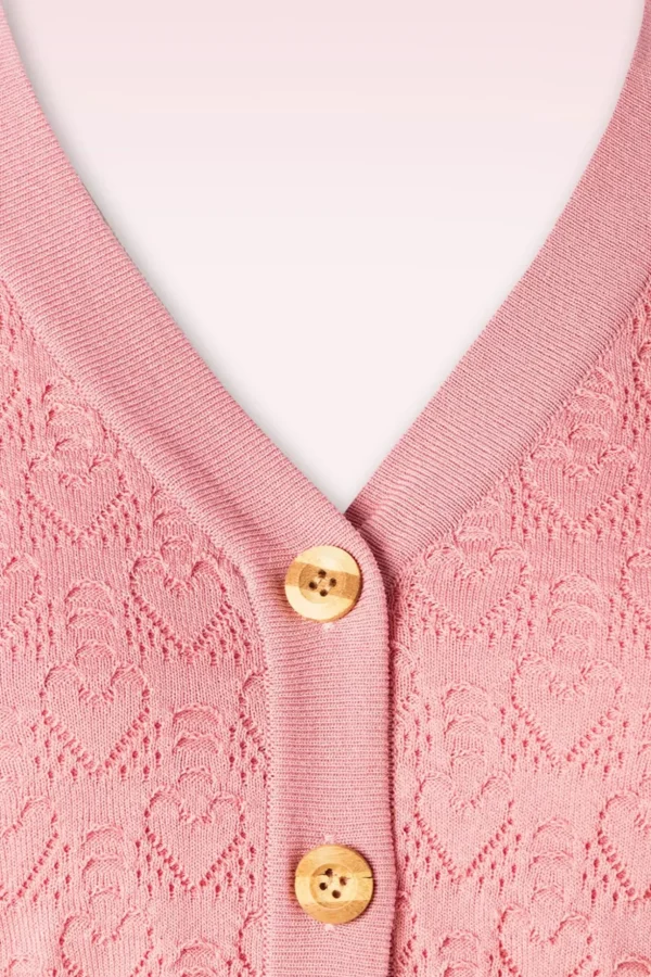 Love Heart Cardigan In Poederroze-Banned Retro Flash Sale