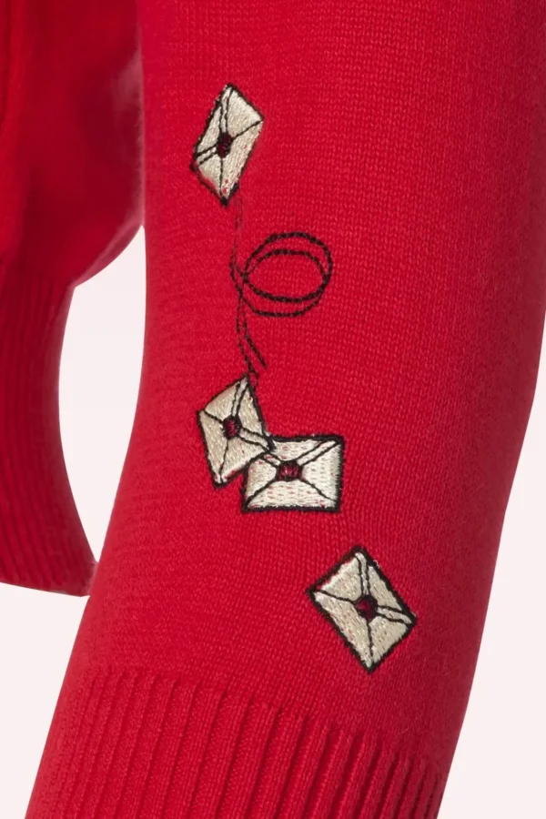 Lucy Posty Cat Cardigan In Rood-Collectif Clothing Online