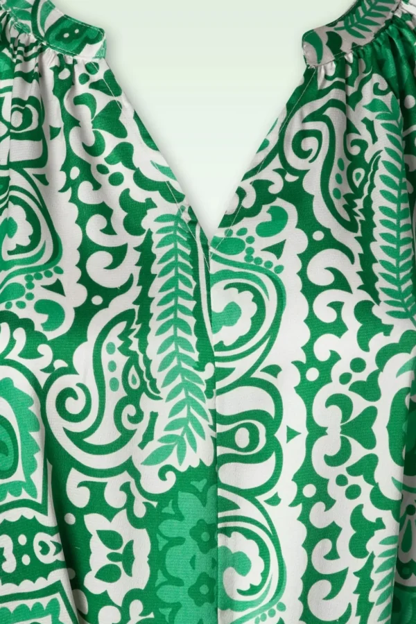 Myra Maxi Jurk In Gebroken Wit En Groen-Smashed Lemon Clearance