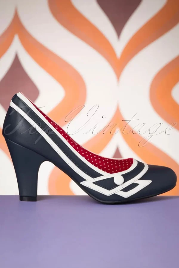 Nautical Kelly Lee Pumps In Marineblauw-Banned Retro Online