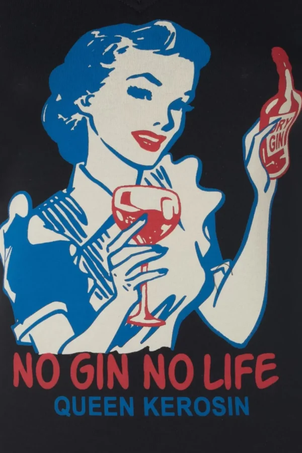 No Gin No Life T-Shirt In Zwart-Queen Kerosin Store