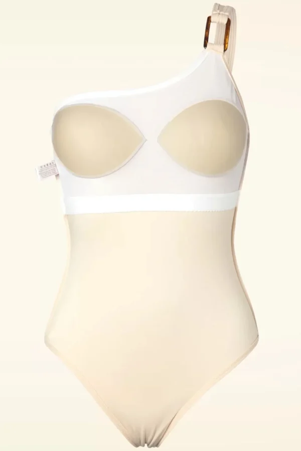 One Shoulder Badpak In Ecru-TC Beach Best Sale