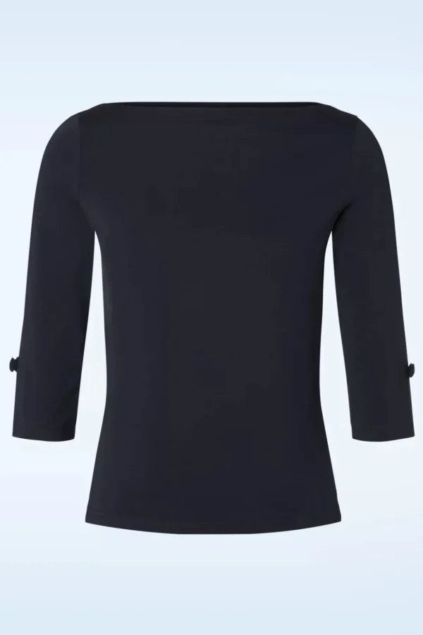 Oonagh-Top In Marineblauw-Banned Retro Sale