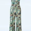 Paisley Jumpsuit In Groen En Bruin-Vintage Chic for Topvintage Best Sale