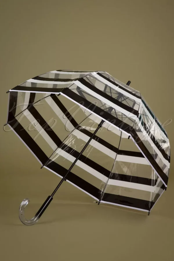 Rayures Transparent Dome Paraplu In Zwart En Wit-So Rainy Shop