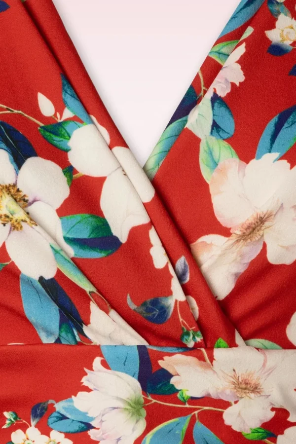 Rinda Bloemen Maxi Jurk In Warm Rood-Vintage Chic for Topvintage Fashion