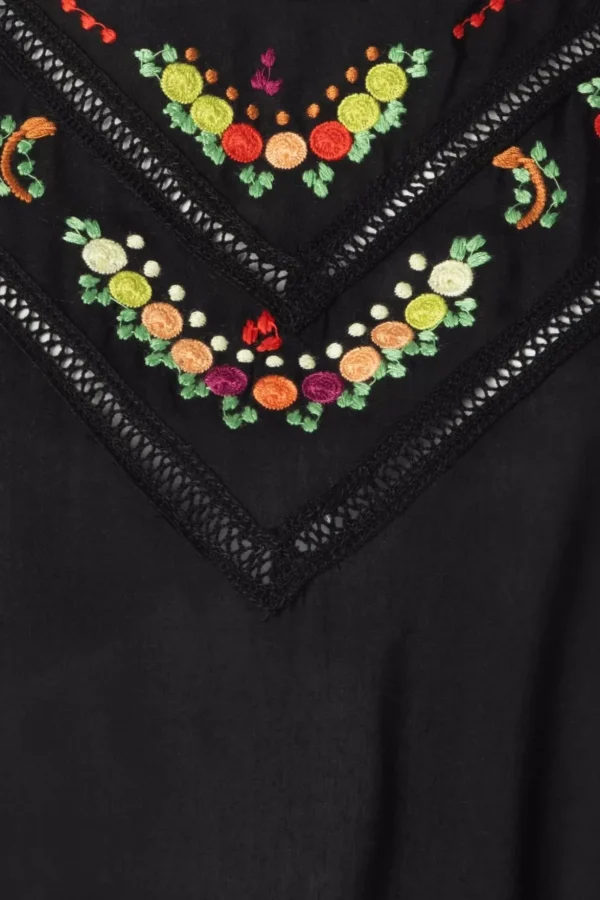 Selly Citrine Embroidery Top In Zwart-King Louie Sale