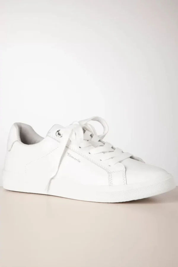 Steffi Lederen Sneakers In Wit-Tamaris Cheap