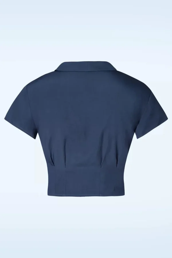 Summer Ahoy Blouse In Marineblauw-Banned Retro Hot