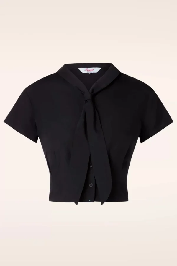 Summer Ahoy Blouse In Zwart-Banned Retro Outlet