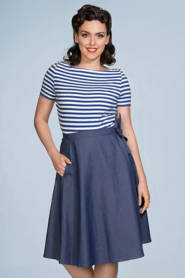 Sweet Sail Wrap Swingrok In Denimblauw-Banned Retro Best Sale