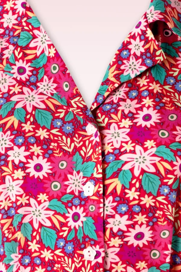 Tea Party Jurk In Rood En Multi-Banned Retro Sale