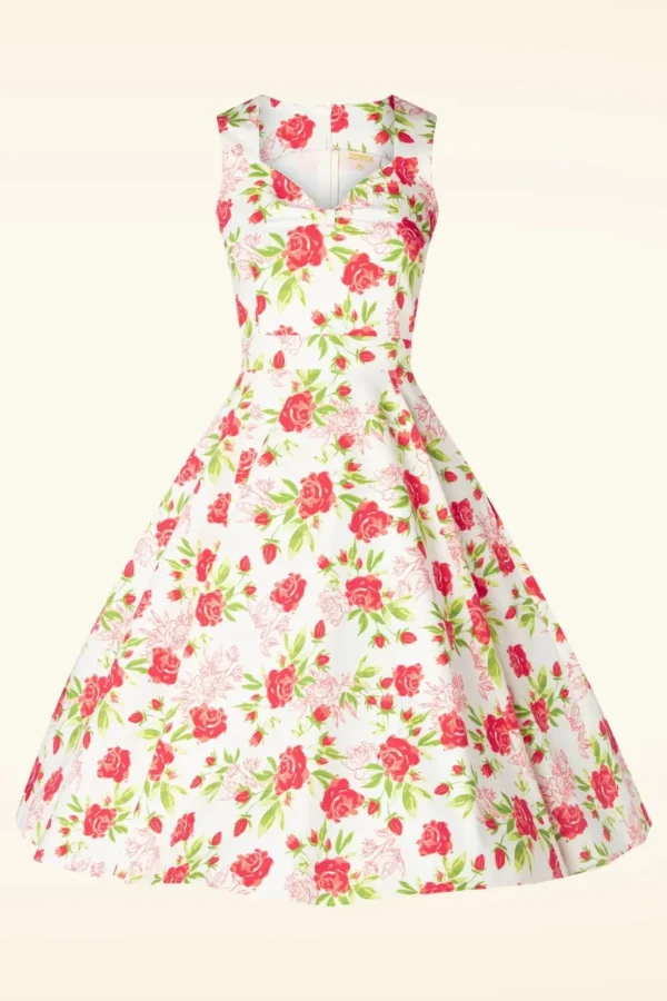 Topvintage Exclusive ~ Eliane Rose Swing Jurk In Wit-Topvintage Boutique Collection Clearance