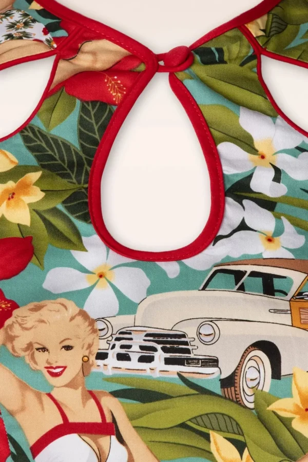 Tropic Dreamer Jurk In Blauw-Banned Retro Hot