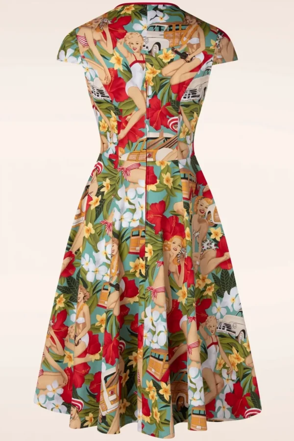 Tropic Dreamer Jurk In Blauw-Banned Retro Hot