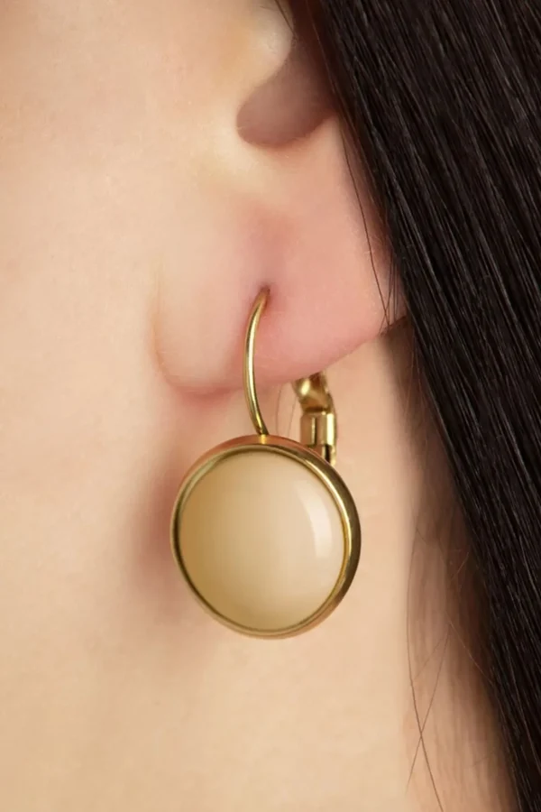 Vergulde Dot Oorbellen In Biscotti Beige-Urban Hippies Shop