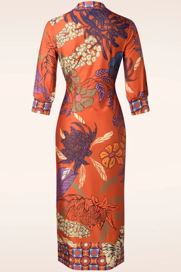 Veronica Midi Jurk In Oranje-K-Design Discount
