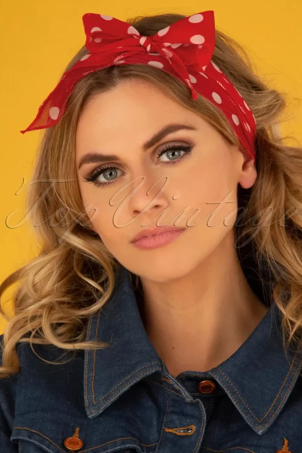 Vintage Retro Polka Dot Haarsjaal In Rood-ZaZoo Best