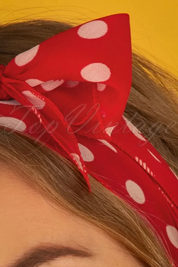 Vintage Retro Polka Dot Haarsjaal In Rood-ZaZoo Best