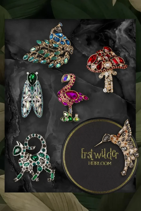 Well Spotted Stone Set Crystal Broche-Erstwilder Best